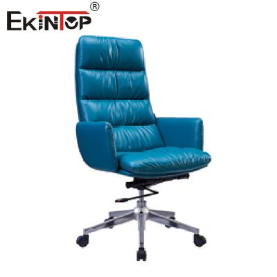 China Ergonomic Blue Leather Executive Office Chair Height Adjuster for sale
