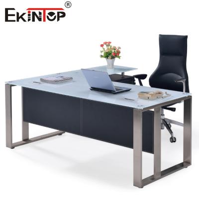 China SGS Executive Glass Office Desk Corner Table Home Furniture for sale