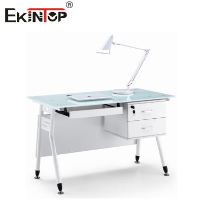China Customized Home Small Glass Office Desk Top Laptop With Writing Desk Rectangle à venda