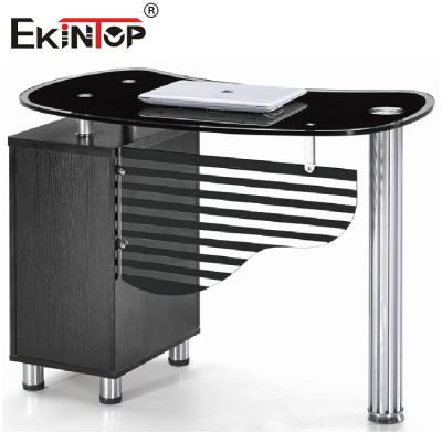 China Luxury Small Glass Desk With storage cabinet Executive Office Desk Furniture en venta