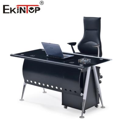 China Custom Durable Computer Glass Desk With Drawers For Office Building Te koop