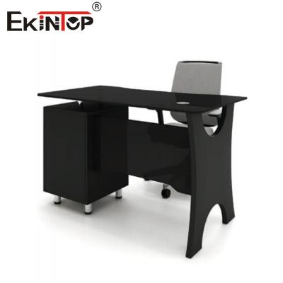 China Middle Size Glass Top On Wood Table I Shaped Office Desk Furniture for sale
