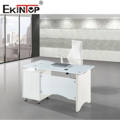 China Metal Feet Glass Computer Desk Executive Glass Table Standard Customized zu verkaufen