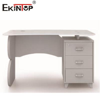 中国 White Rectangle Small Glass Top Desk For Office Furniture Scratch Resistant 販売のため