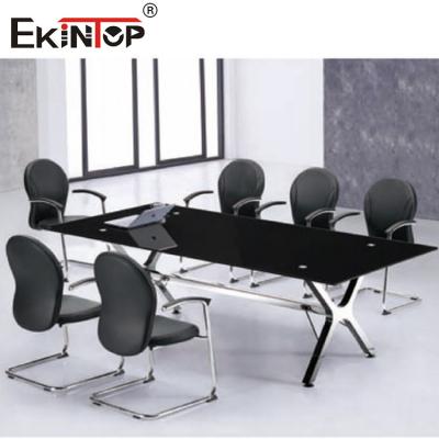 China Rectangular Black Conference Table Elegant Business Atmosphere 10 Seating Capacity for sale