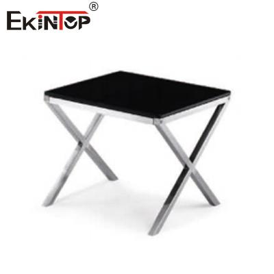China Contemporary Chic Glass And Steel Coffee Table Living Room Furniture Te koop