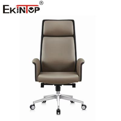 China Contemporary Durability Sturdy Leather Office Chair 350mm Aluminium Base for sale