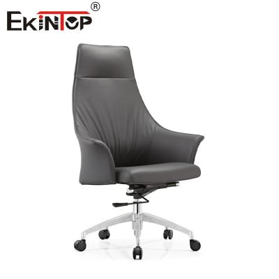 China Multifunctional Mechanism Leather Office Chair With Silent Pu Wheel for sale