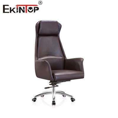 China Unparalleled Leather Swivel Arm Chairs With Aluminum Base en venta