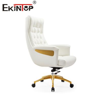 China White Executive Leather Office Chair Multifunctional Mechanism for sale