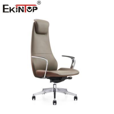 Chine Adjustable Height Brown Office Lounge Chair Leather Material Simple Style à vendre