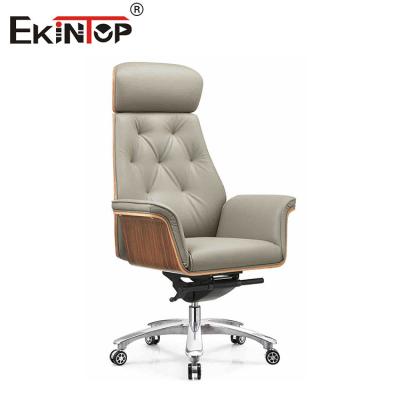 China Height Adjustable Grey Leather Conference Chairs Wooden Frame And Backrest for sale