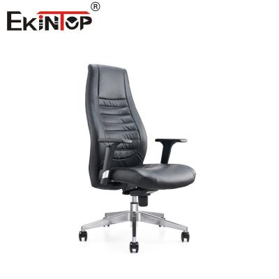 China 3D Armrests Black Leather Office Chair With Metal Legs Adjustable Height for sale