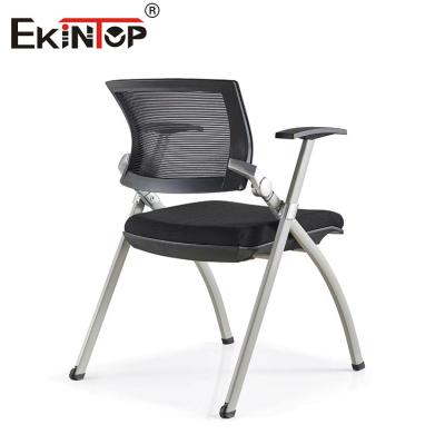 China Iron Mesh Training Room Chair With Black Mesh Backrest Foam Cushion Foldable for sale