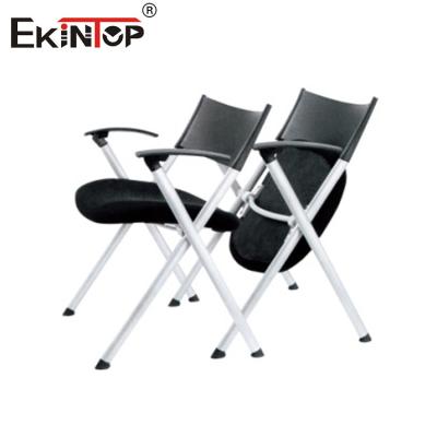 China Integrated Storage Training Chair Folding Black Plastic Chair With Writing Tablet for sale