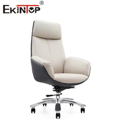 China Modern Leather Office Chair With Metal Legs Wheels Adjustable Height for sale