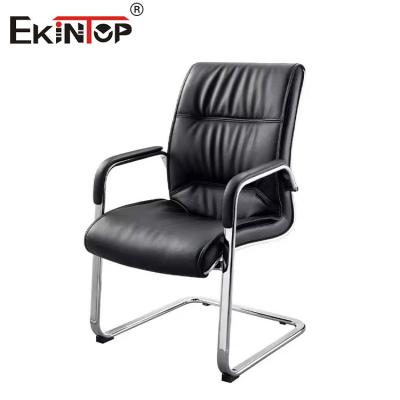 China OEM Black Leather Office Chair With Armrests And Metal Frame Business Style for sale