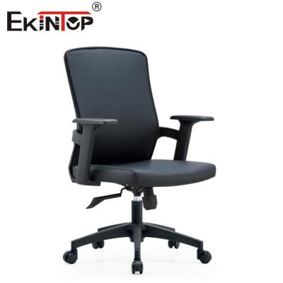 China Black Mid Back Leather Executive Office Chair With Cushioned Seat for sale