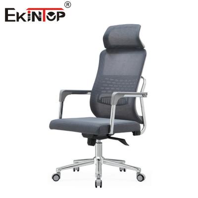 China Ergonomic Office Chair With Gray Mesh Material And Headrest Back Support for sale