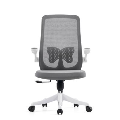 China Cadeira de escritório de tecido de malha cinza com suporte traseiro para escritório à venda