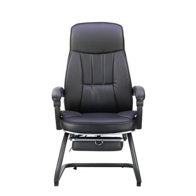 China Cadeira de escritório de couro preta com costas altas e altura ajustável à venda