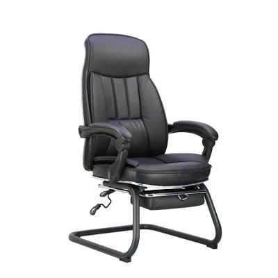 China Black Multi-Functional Leather Office Chair With Bow-Shaped Design Customizable for sale