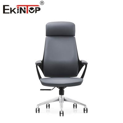 China Cadeira de escritório preta de costas altas com material de couro e apoio de cabeça à venda