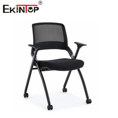 China Modern Style Folding Training Chair With Wheels Armrests And Mesh Material for sale