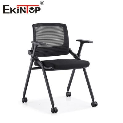 China Cadeira de treino preta com encosto de braço Material de malha respirável e encosto de espalda à venda
