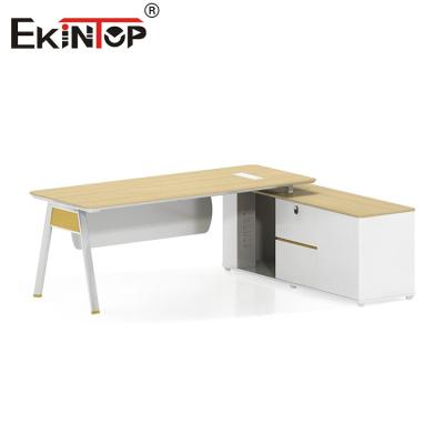China Discounted Modern Style Wooden Office Desk with Storage Cabinet for sale