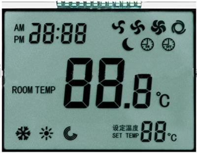 China 7 Segment TN LCD Display For Thermostat Positive Mode 86mm * 49mm * 2.8mm Outline Size for sale