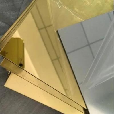 China Decoration 201 Stainless Steel Sheet Golden Mirror Finish 1mm 2mm Thick With Film for sale