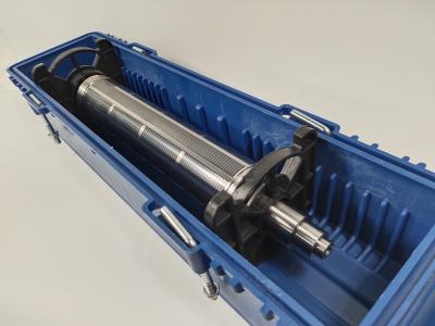 China Magnetic Cylinder Roll Packaging Box Blue Plastic Crate for sale