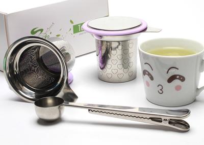 China Stainless Steel 304 Wire Mesh Dome Tea Filter Basket Tea Strainer With Colorful Lid for sale