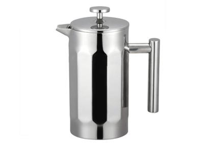 China 1000ml French Press Coffee Pot Mirror Finish Outside Double Wall Construction for sale