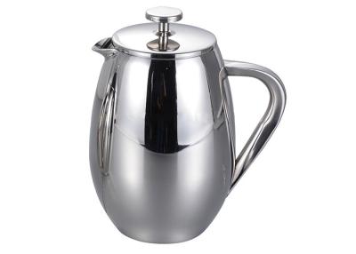 China 1L Stainless Steel Plunger Coffee Pot 51oz Manual Double Walled Insulated Teapot for sale