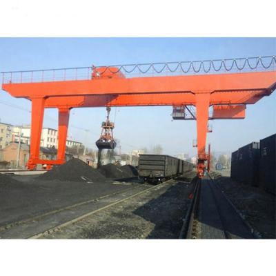 China Heavy Duty MZ Double Girder Gantry Crane 10 Ton Electric Hoist Grab Bridge Crane for sale