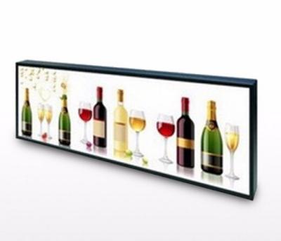 China Painel LCD esticado da barra da propaganda da exposição do LCD da borda de prateleira do supermercado jogador ultra largo à venda