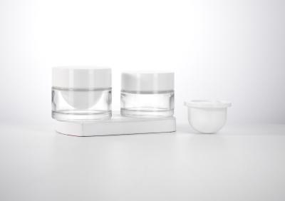 China 30ML 50ML Refillable Double Wall Glass Cosmetic Jar with Customizable PP Inner Jar and Cap For Skincare Cream,Mask for sale
