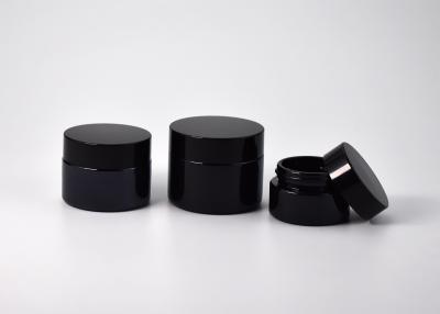 China 15g 30g 50g UV Light Resistant Tincture Black Glass Cosmetic Jars, Cylinder Round Glass Jars For Face Cream for sale