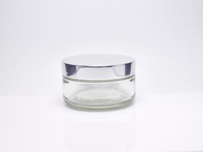 China Classic 200g 6.8oz Wide Mouth Clear Glass Cosmetic Jar With Screw Cap, Heavy Wall Clear Glass Jar For body butter Cream for sale