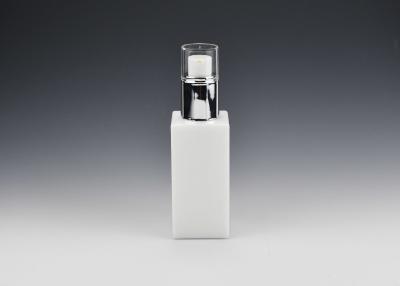 China Custom 2OZ 60ml Square Opal White Glass Cosmetic Bottles, Luxury Skincare Bottle High Quality Glass Bottle Manufacturers for sale