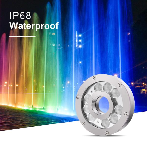 Quality 18W RGB LED Fountain Pool Light DMX Control Waterproof IP68 Underwater Light for sale