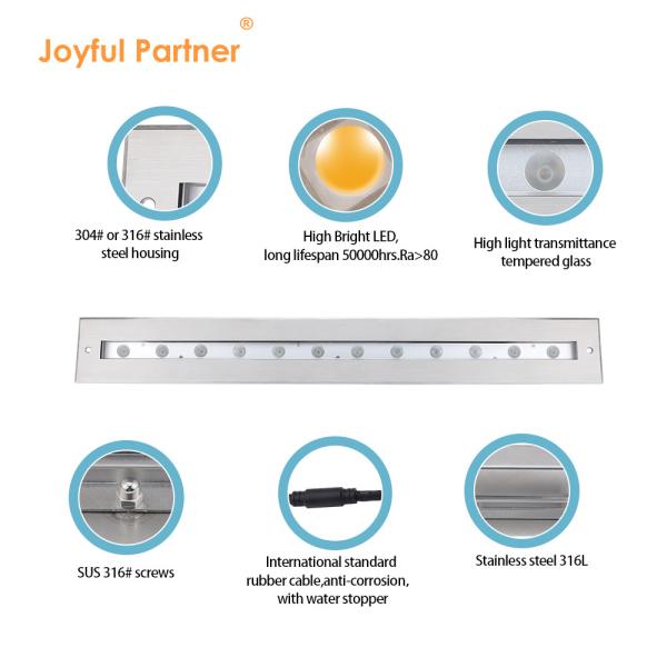 Quality SS316L Underwater Linear Light 3000K 4000K 6000K IP68 LED Wall Washer Lamp for sale