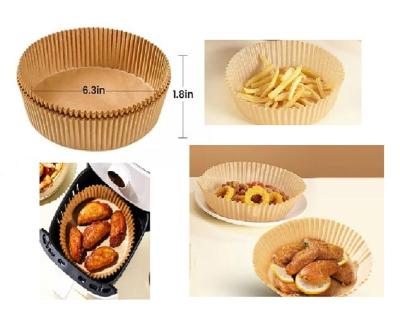 China Oilproof Round Air Fryer Paper Liners Baking Disposable Parchment Paper 100pcs for sale