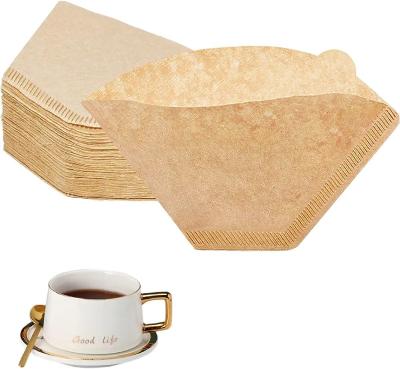 China Cone Shaped Unbleached Natural Compostable Coffee Filters Paper Disposable V60 100PCS for sale