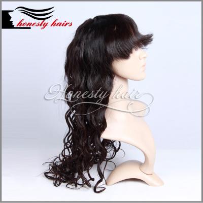 China A peruca completa do laço, 1# cabelo remy da franja 100%, laço dianteiro/peruca feita à máquina pode ser personalizada. à venda