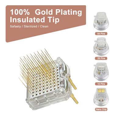 China Gold Plated RF Microneedling Cartridges 25pins Nano Micro Needle for sale