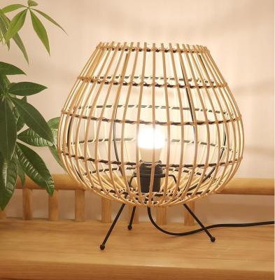 China Natural Color Bamboo Rattan Table Lamp For Bedroom Bedside Atmosphere for sale