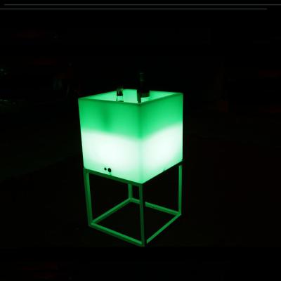 China Outdoor Waterproof Light Up Ice Bucket Square With Metal Stand for sale